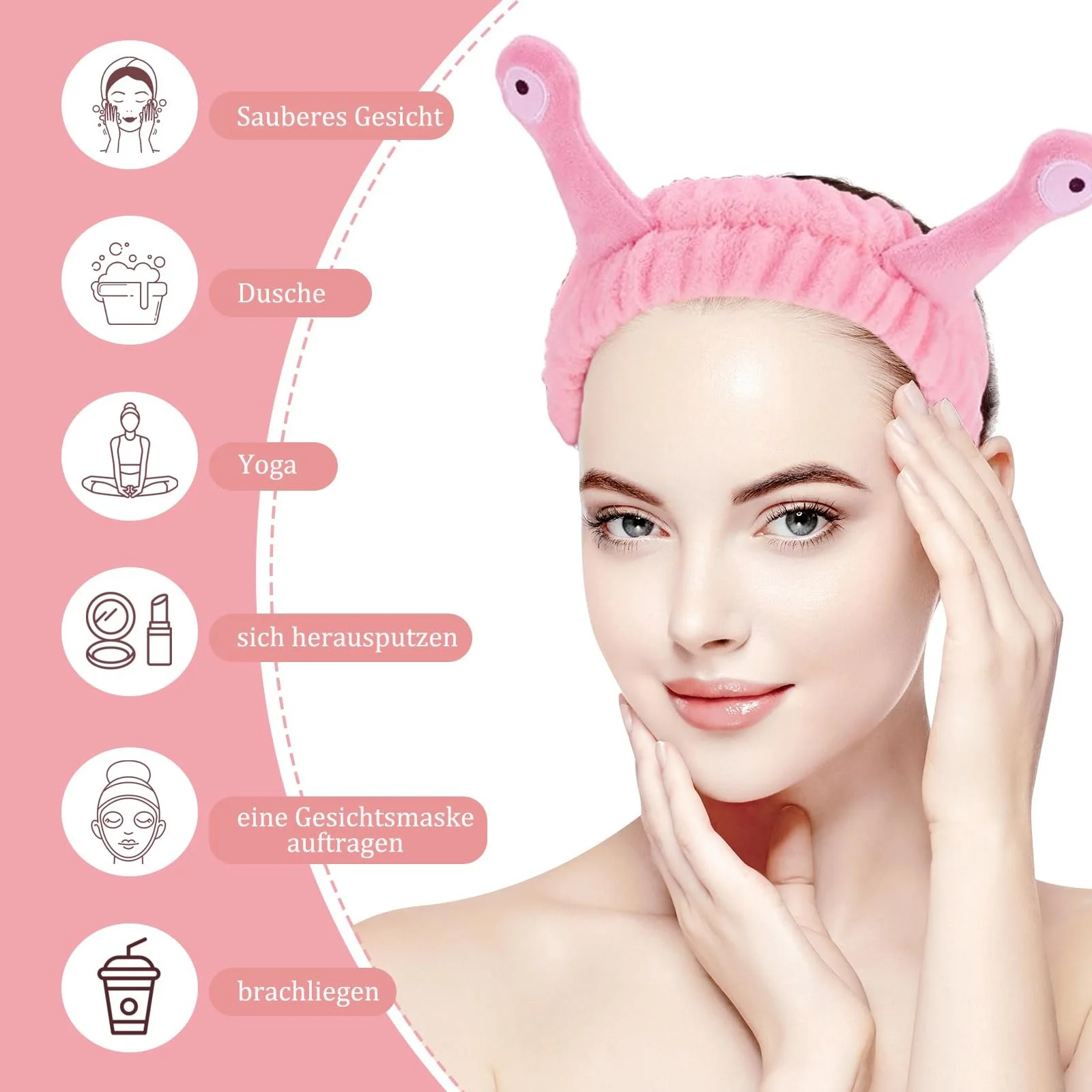 Пов'язка на голову для вмивання обличчя, Набір з 3 шт, фото №4 Пов'язка на голову для вмивання обличчя, Набір з 3 шт, фото №4