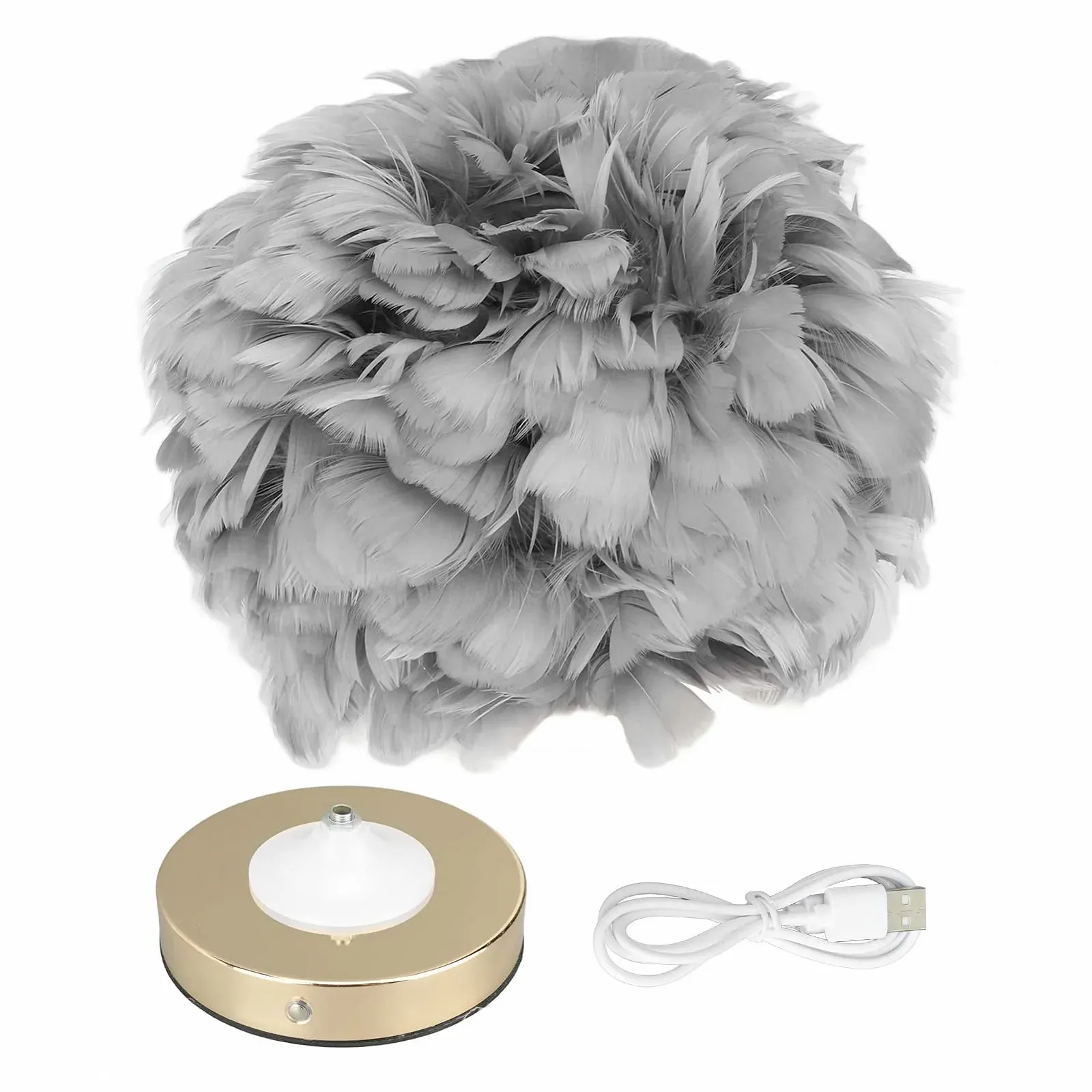 Настільна лампа LED сенсорне керування димована сучасна з пір'ям USB зарядка Сірий, фото №7