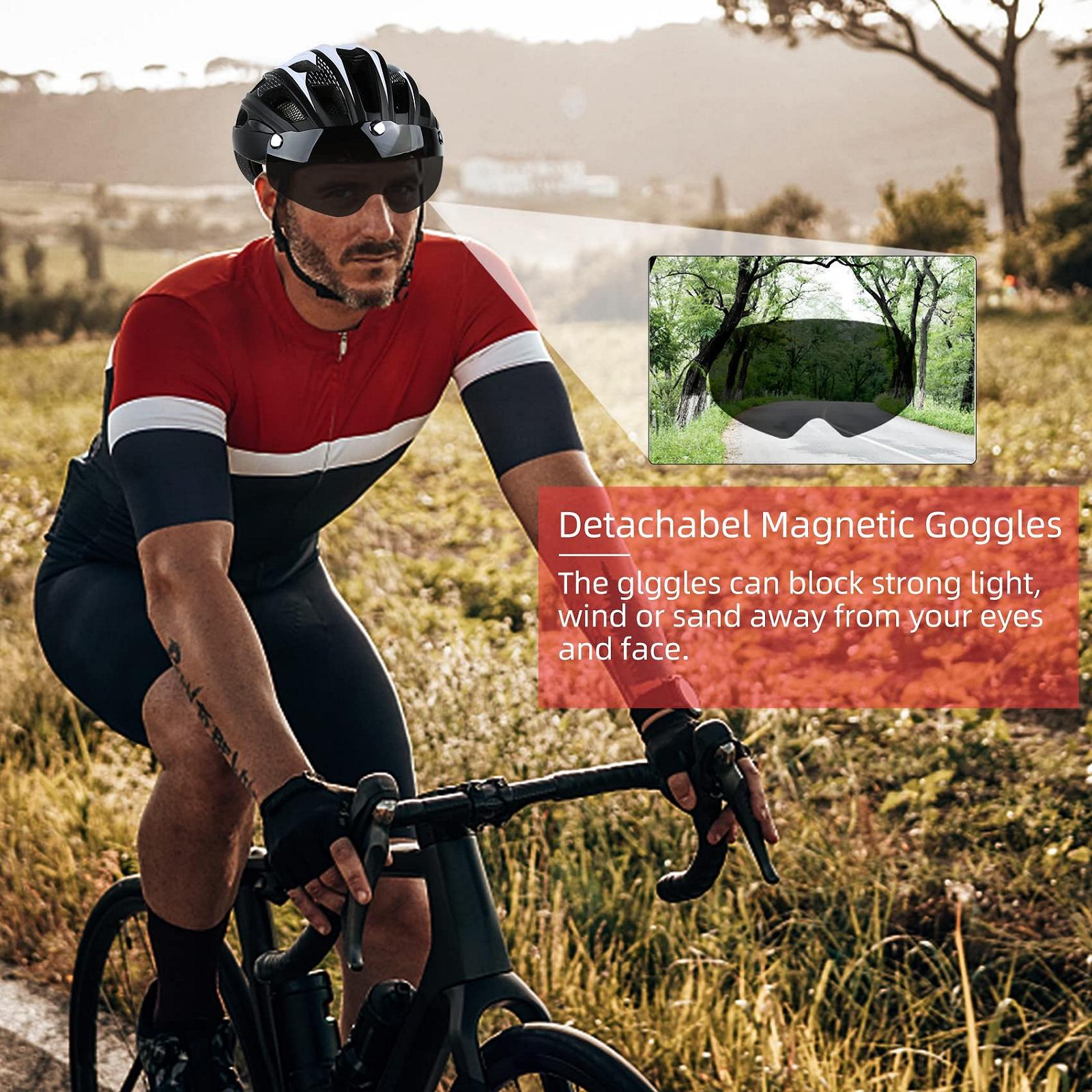 Велосипедный шлем KINGLEAD MTB с магнитным визором, регулируемый легкий шлем для скейтбордистов - интегрированный светодиодный задний фонарь, фото №7