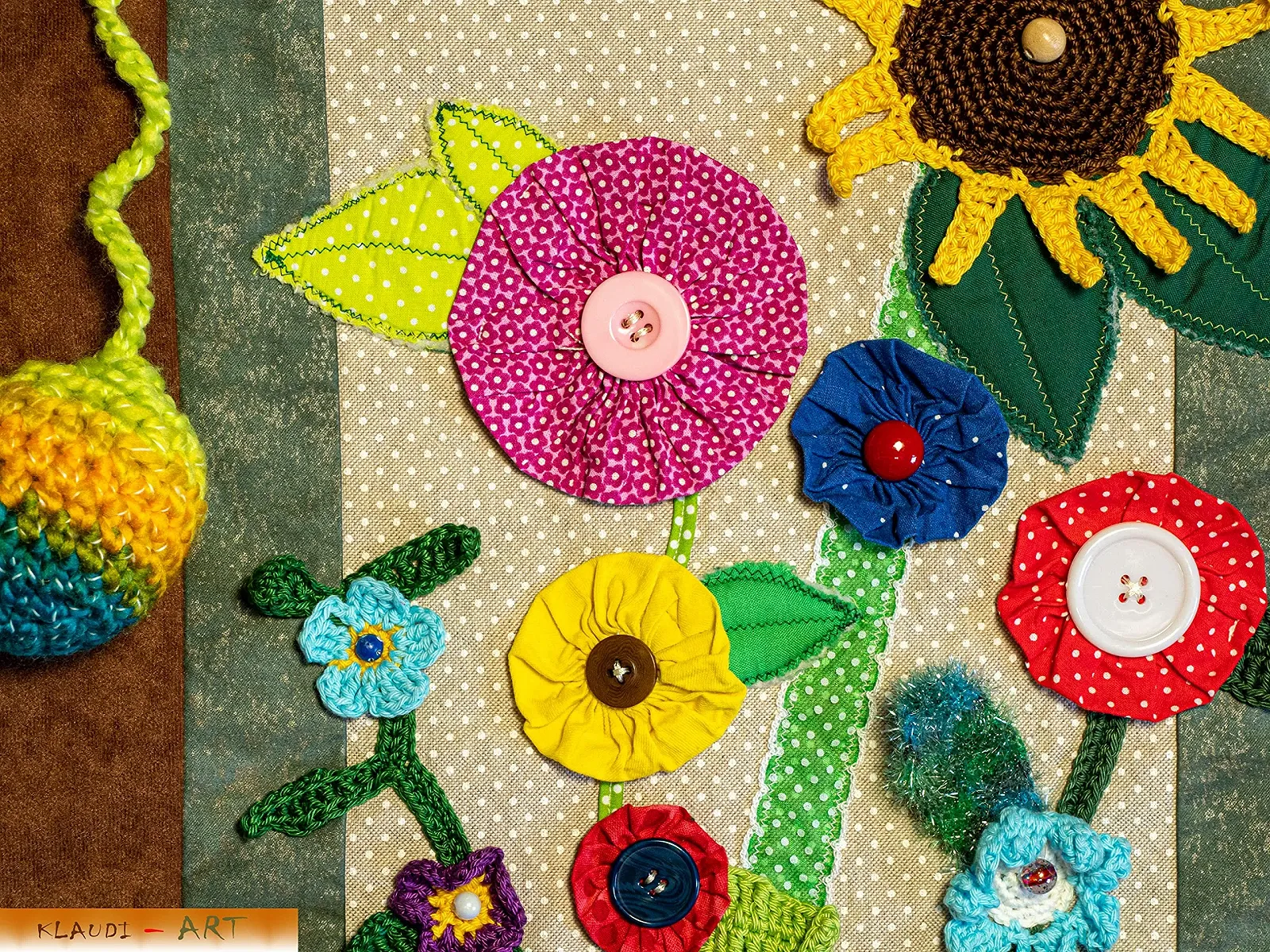 Специальный плед Demenzdecke "Разноцветный букет цветов" Ручная работа, фото №7