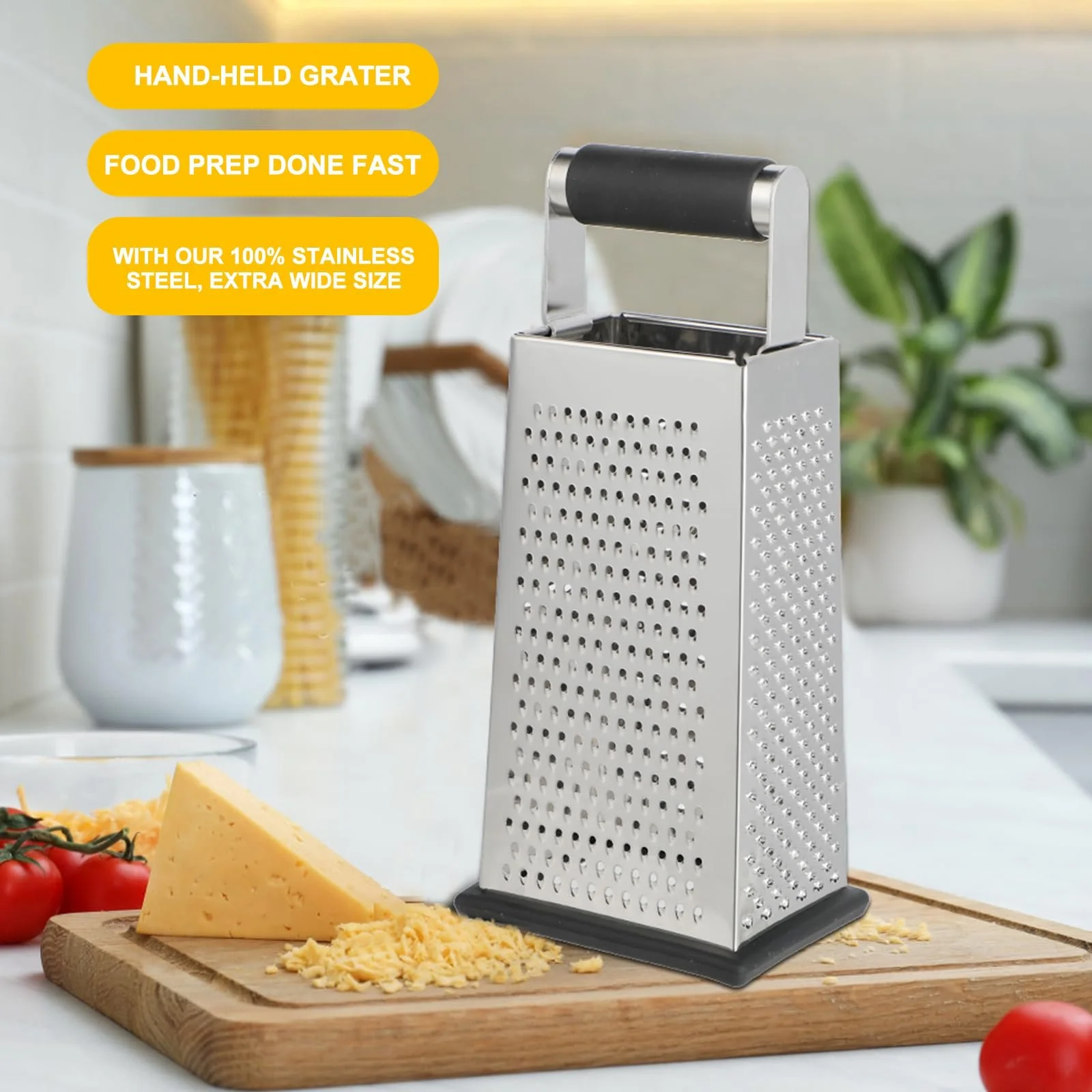 Терка кухонна, нержавіюча сталь, 4-стороння квадратна, фото №4