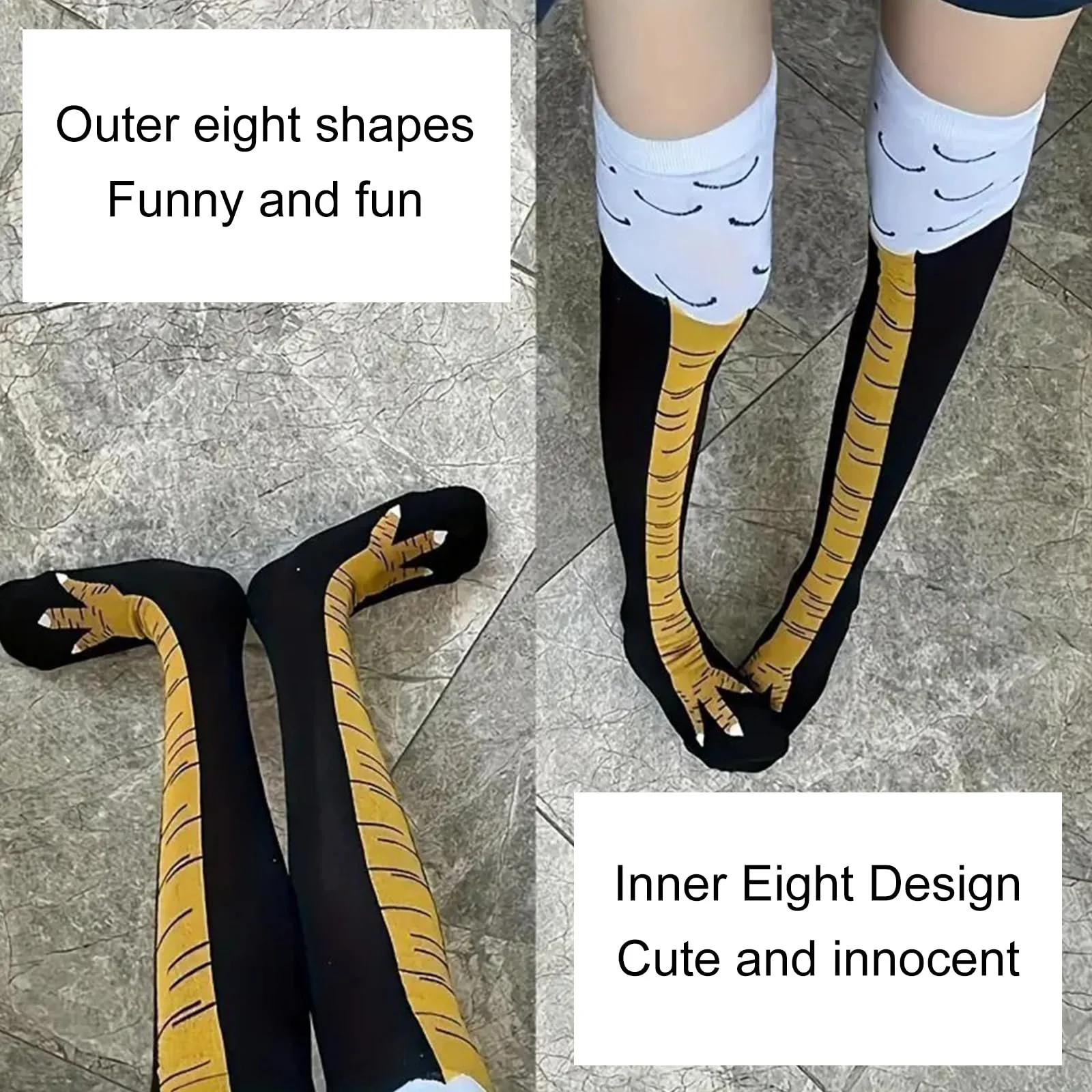 Шкарпетки-гомілки курячі, панчохи з курячими лапками, 2 пари, фото №4