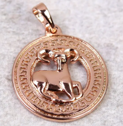 Позолочений жіночий кулон: Овен - знак зодіаку, фото №3