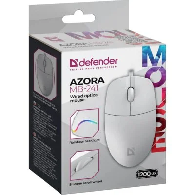 Мышка Defender Azora MB-241 LED USB White (52242), фото №5 Мышка Defender Azora MB-241 LED USB White (52242), фото №5