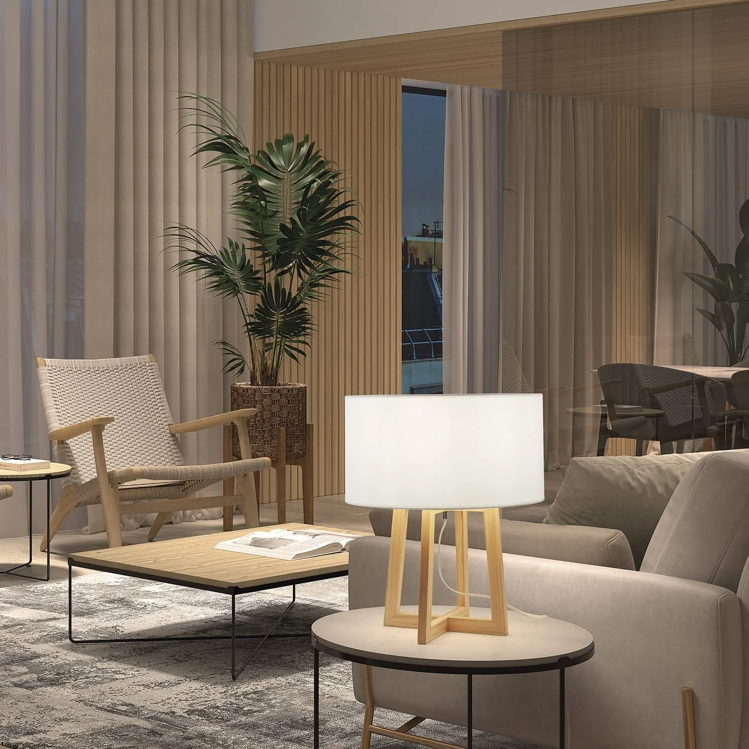 Настільна лампа KARA Beech Wood White E27 IP20, фото №2