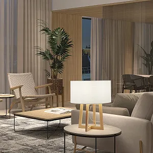 Настільна лампа KARA Beech Wood White E27 IP20 synthetic.ua - Фото 1