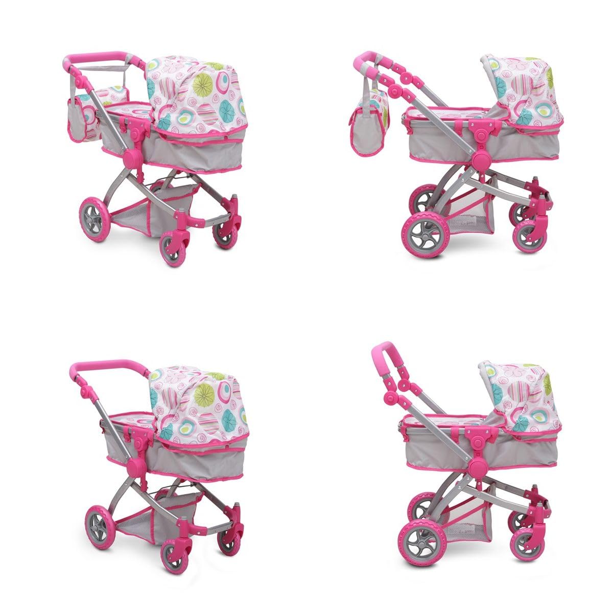 Коляска Moni 9651B Регульована Ручка Козирок Сумка Рожевий, фото №3