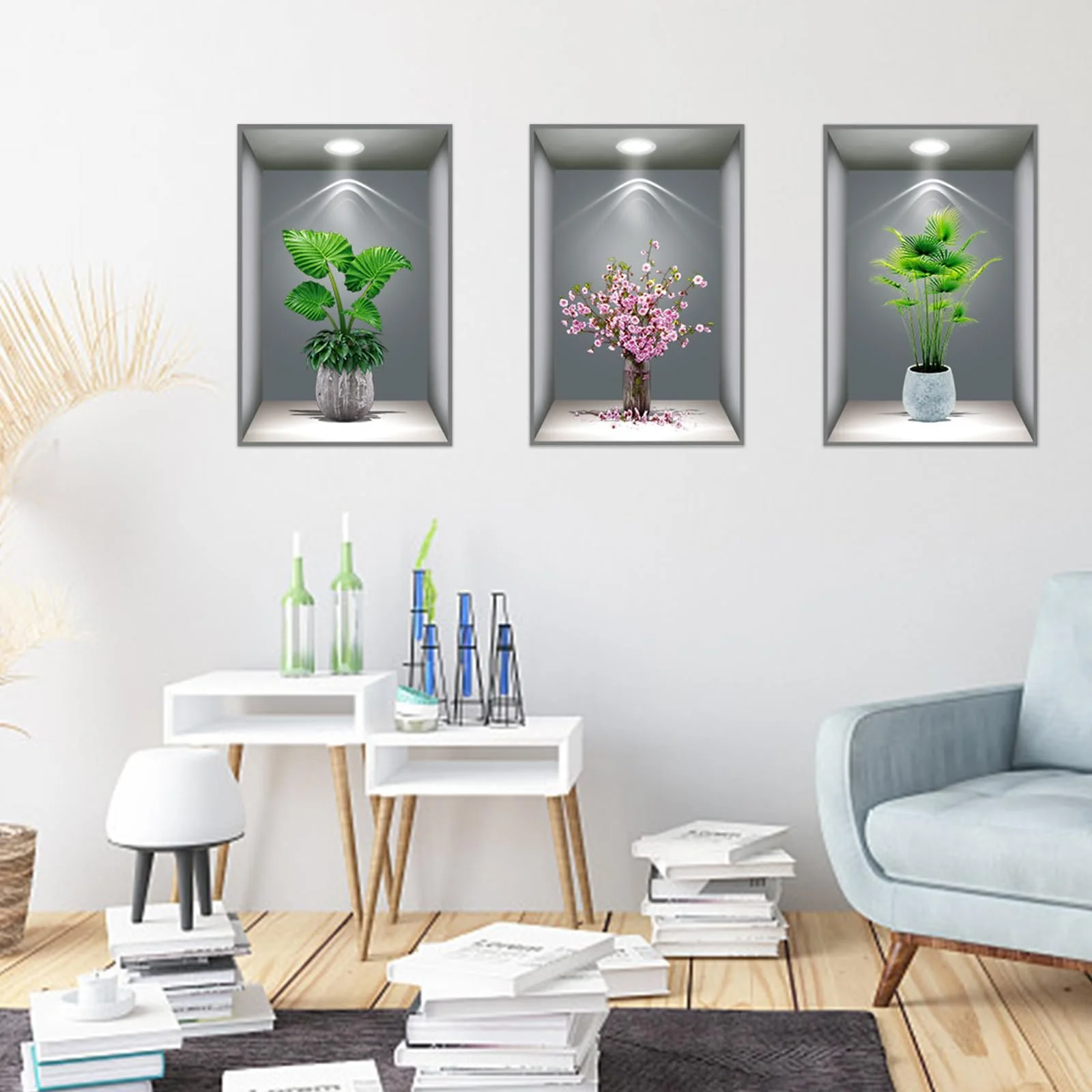 Набір наклейок на стіну 3D Vases Green Plant 30 x 45 см 3 шт, фото №4 Набір наклейок на стіну 3D Vases Green Plant 30 x 45 см 3 шт, фото №4