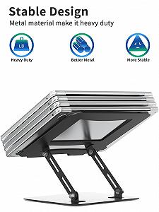 Подставка для ноутбука SOUNDANCE для стола с устойчивым тяжелым основанием, регулируемая высота, многоугольная, эргономичная металлическая подставка, совместимая с компьютерами 10-15,6 дюймов, черная synthetic.ua - Фото 1