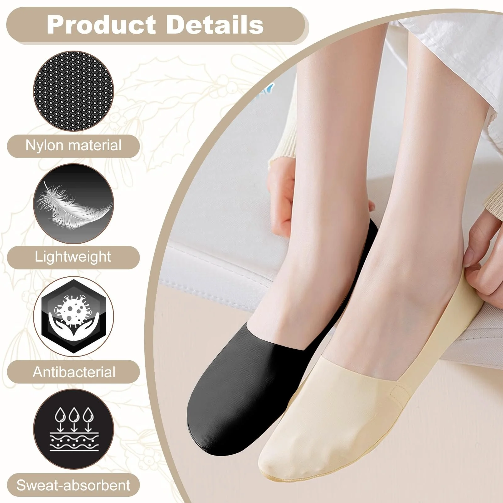 Жіночі шкарпетки Тип Ankle 34-38, дихаючі балетки шкарпетки літні, 10 пар, фото №3