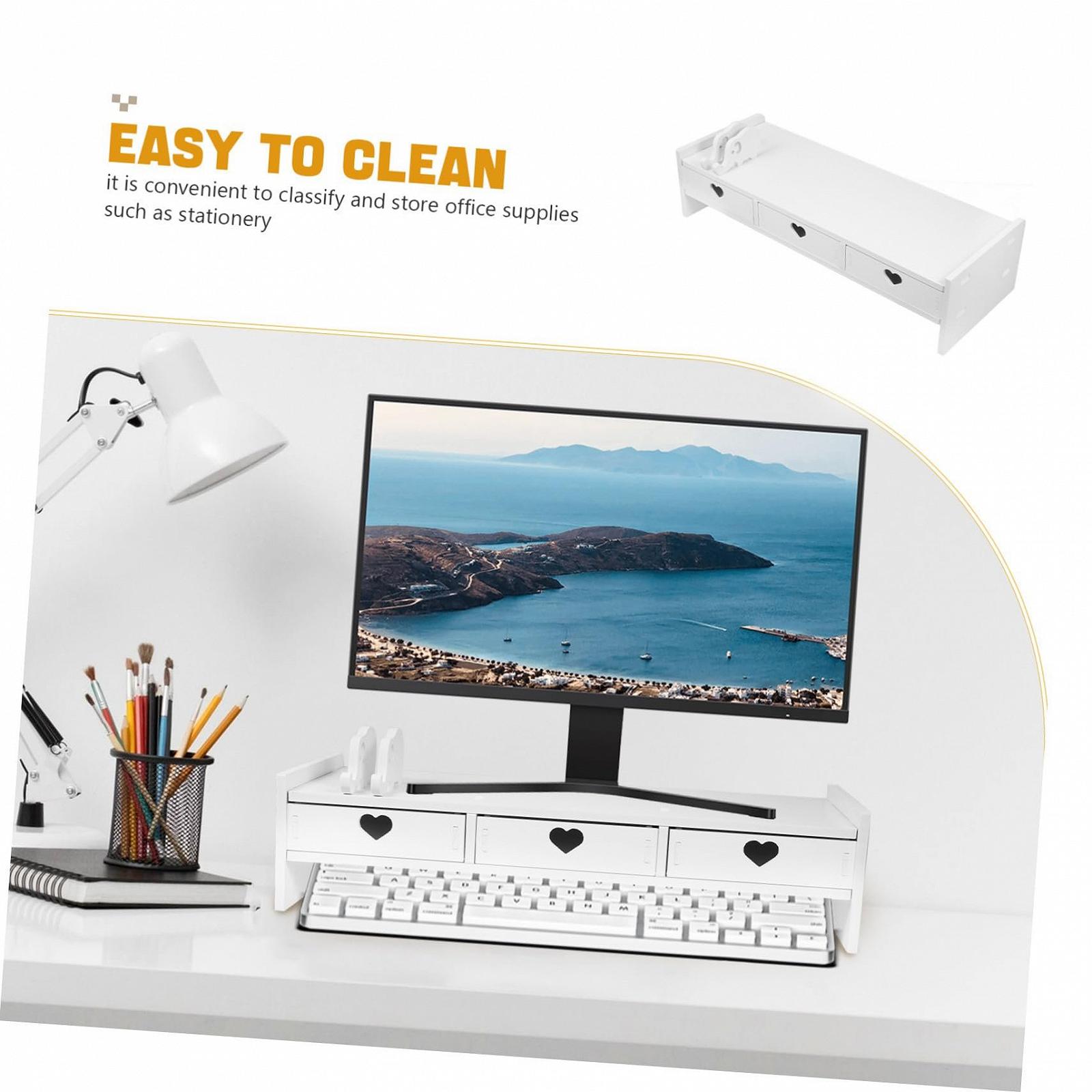 Подставка для клавиатуры с ящиком для ноутбука, подставка для монитора, настольная компьютерная стойка, органайзер для офисного стола WPC белый, фото №7 Подставка для клавиатуры с ящиком для ноутбука, подставка для монитора, настольная компьютерная стойка, органайзер для офисного стола WPC белый, фото №7