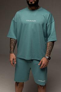 Костюм мужской летний берюзовый Calvin Klein Стильный оверсайз на лето Базовый комплект для мужчины - Фото 1