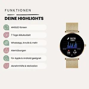 Смарт-часы Женские XCOAST JOLI Rose, 1.3-дюймовый AMOLED, iOS и Android synthetic.ua - Фото 1