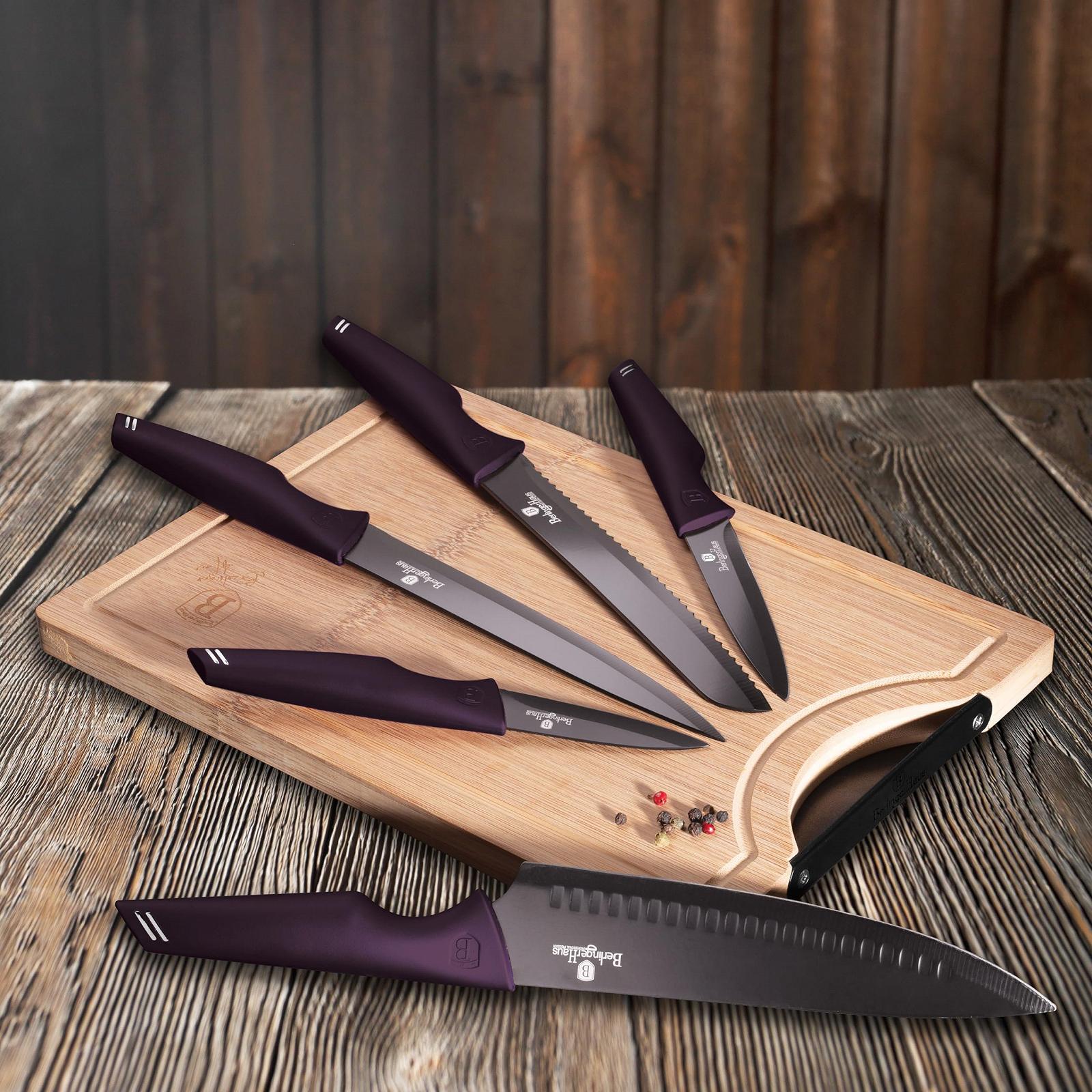 Набор ножей Berlingerhaus Purple Eclipse BH-2832, 6 шт., с разделочной доской, фото №2
