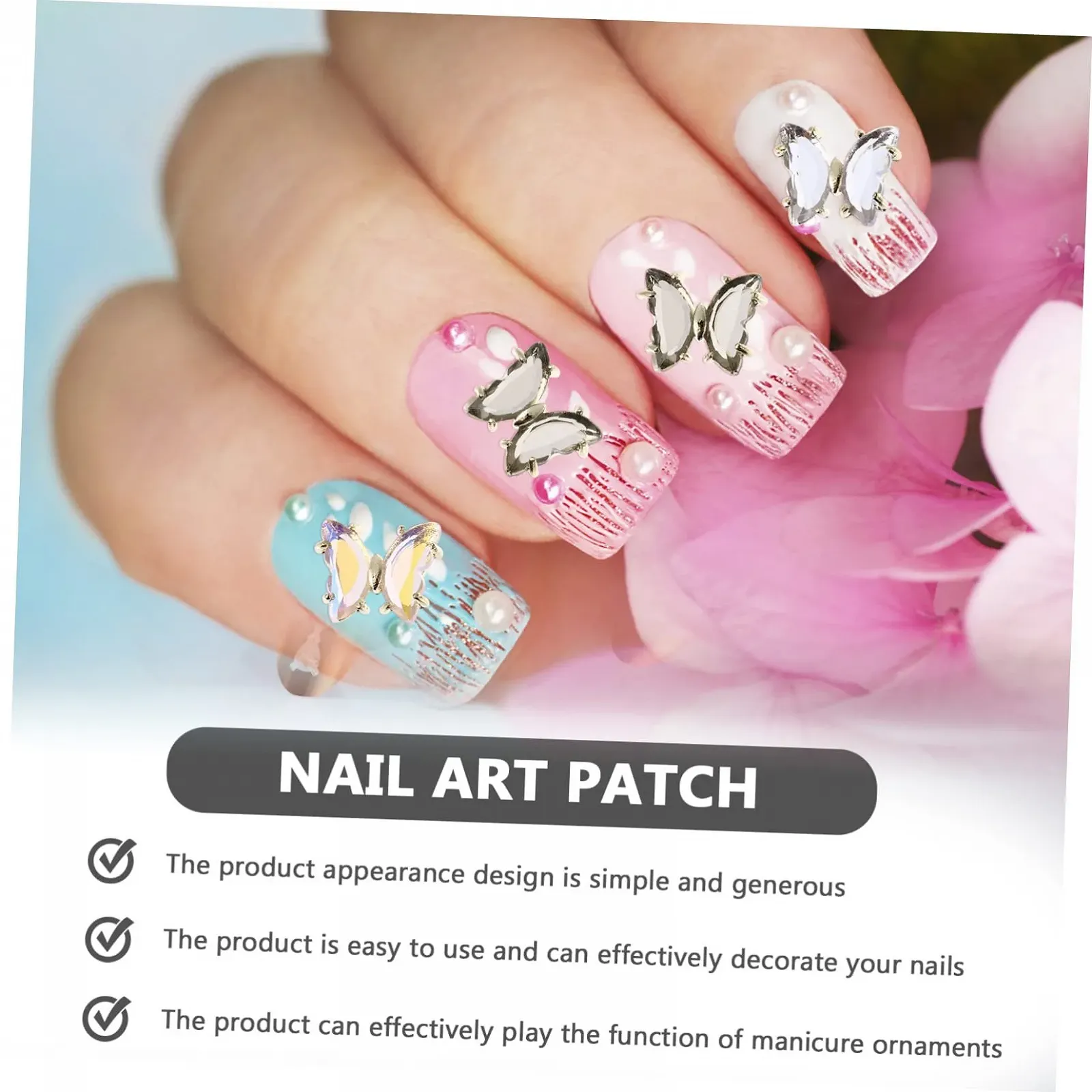 Украшение для ногтей Бабочка Beavorty 40шт Цирконий, фото №6 Украшение для ногтей Бабочка Beavorty 40шт Цирконий, фото №6