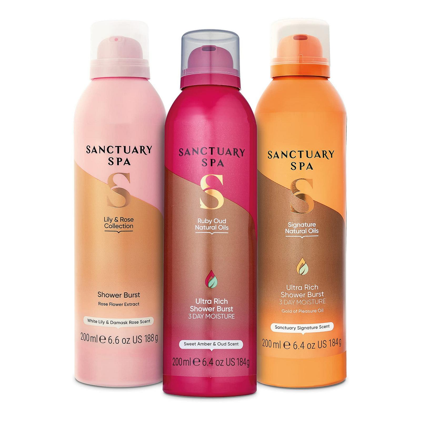 Набір гелів-пін для душу Sanctuary Spa Shower Burst Trio Signature, Ruby Oud, Lily and Rose 3 x 200 мл, фото №1