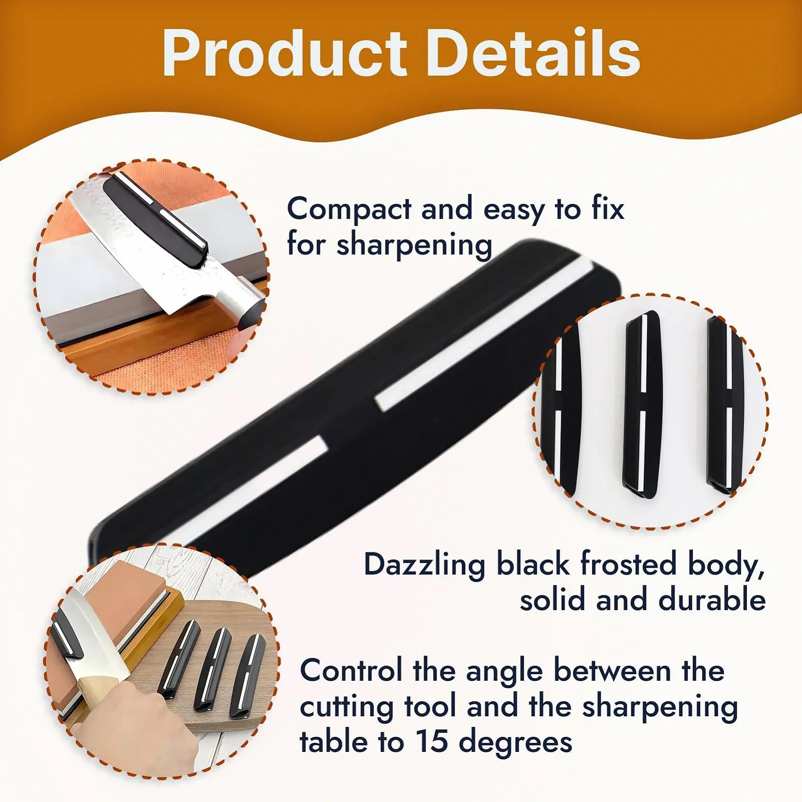 Напрямна для заточування ножів 15 градусів набір 3 шт. ABS Кераміка, фото №3