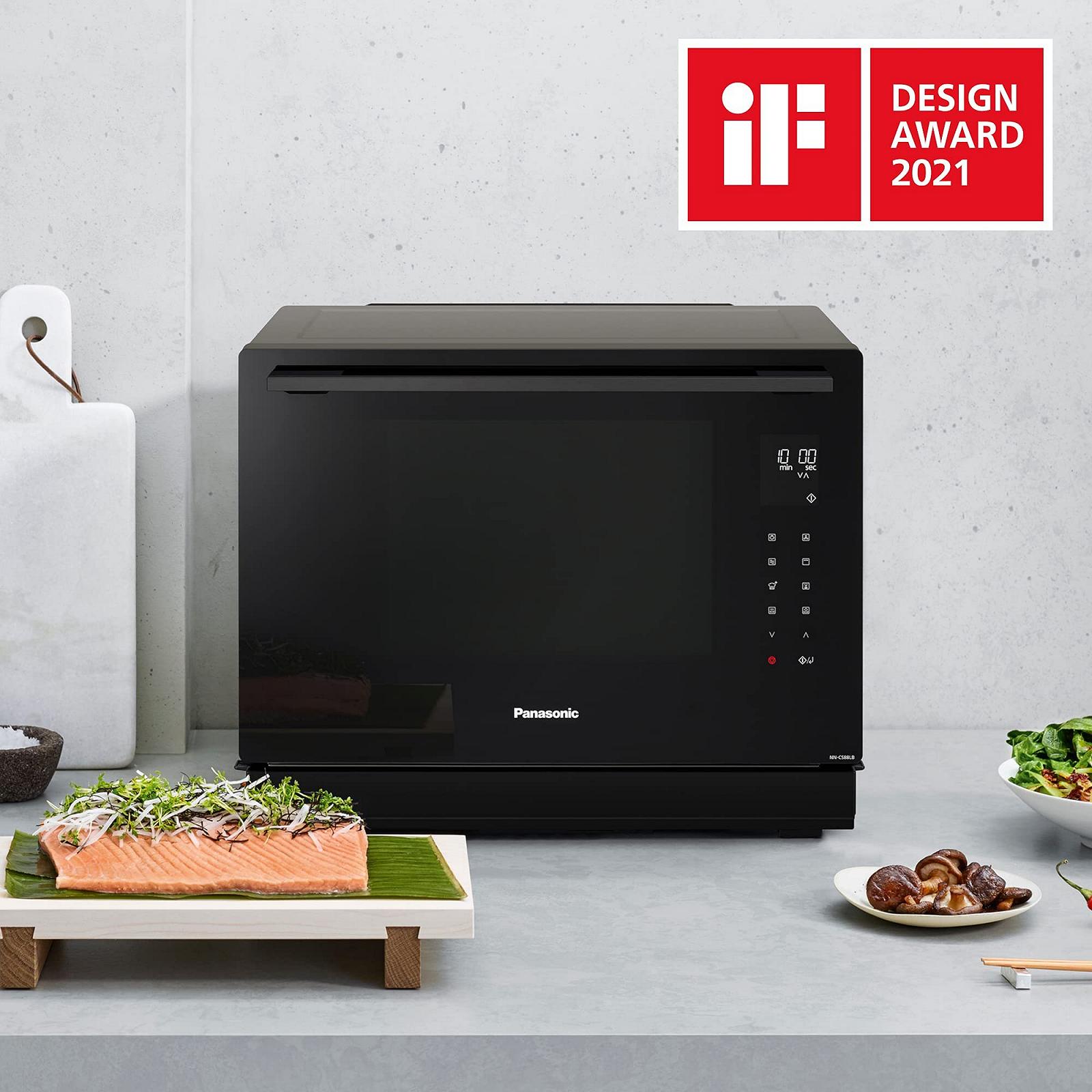 Мікрохвильова піч Panasonic NN-CS88LBEPG 4-в-1 комбінована парова 31 л інверторна конвекція 30-230°C плоский гриль 1300 Вт мікрохвилі 1000 Вт пара 1300 Вт чорна, фото №14