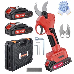 Сучкоріз акумуляторний XIAZIR 40 мм, з 2 акумуляторами 21 V 2000 mAh і набором змінних лез, електричні садові ножиці, електричні ножиці - Фото 1