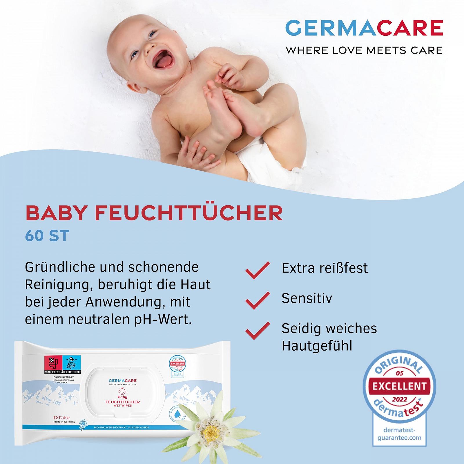 Дитячі серветки GermaCare, 60 шт. в упаковці - для ніжного очищення, фото №2