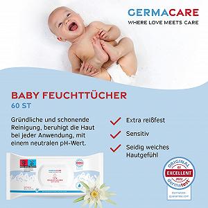 Дитячі серветки GermaCare, 60 шт. в упаковці - для ніжного очищення synthetic.ua - Фото 1