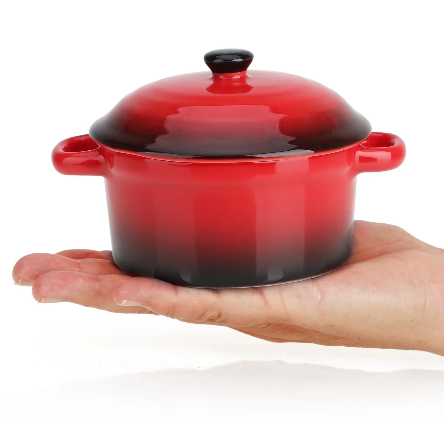 Формы для запекания com-four с керамической крышкой 250/175 мл 4 шт Оранжевые и красные, фото №5