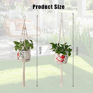 Підвісний тримач для рослин Макраме Набір з 2 предметів Бавовняна мотузка Bohemian Style synthetic.ua - Фото 1