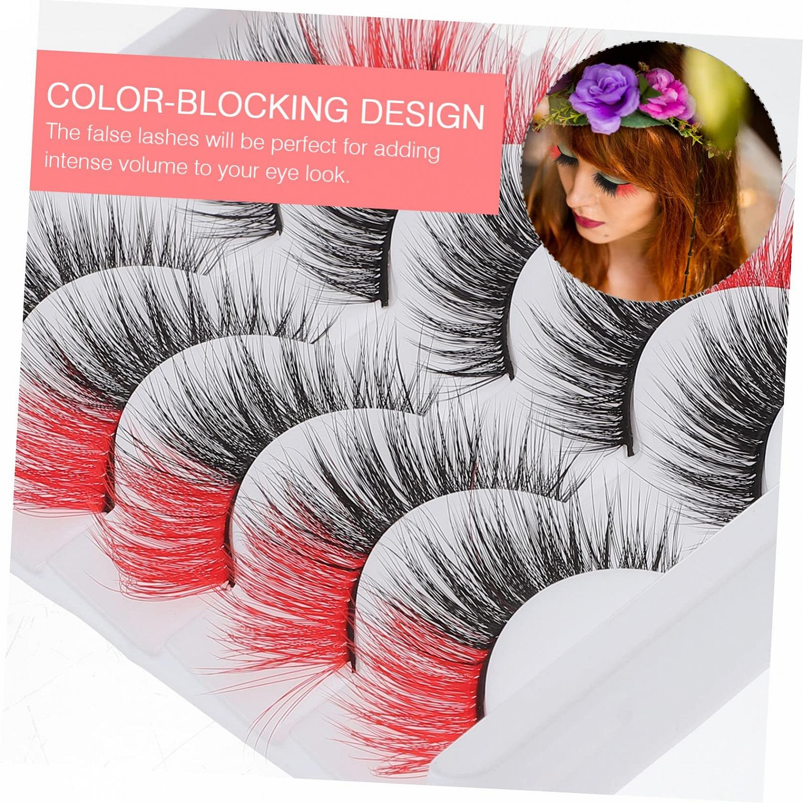 Накладні вії Angoily 25 пар різнокольорові імітація червоного, фото №6