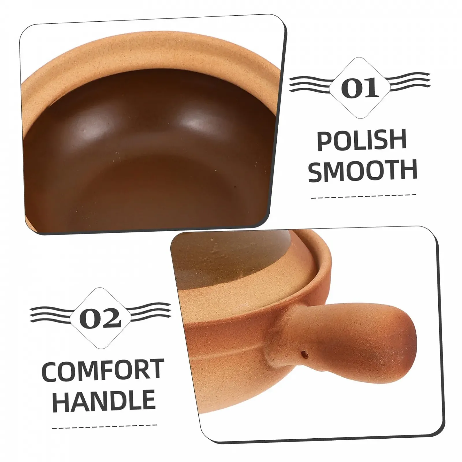 Горшок для приготовления Toyvian керамический в китайском стиле с крышкой и боковой ручкой 850 мл, фото №8