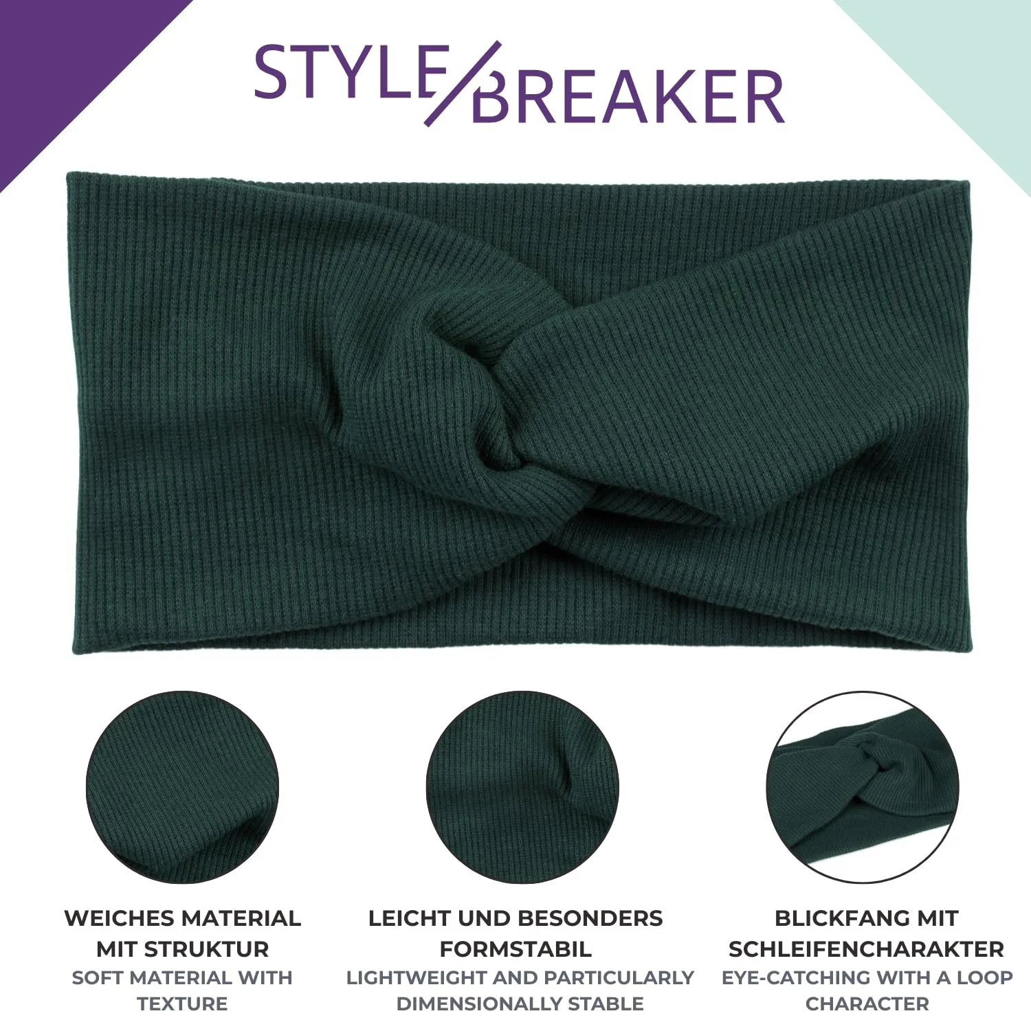 Пов'язка на голову в рубчик з бантом styleBREAKER 04026009, жіноча, фото №4