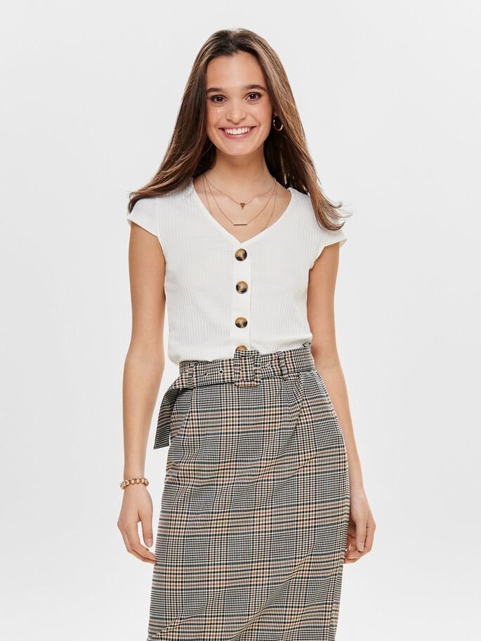 Блуза ONLNELLA BUTTON TOP NOOS JRS 15181030 Cloud Dancer ONLY Білий XL, фото №2