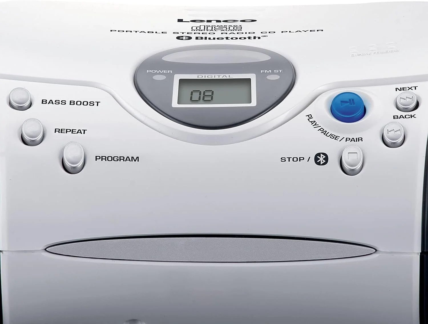 Радіо-CD бумбокс Lenco SCD-24BT White-Black з Bluetooth, фото №3 Радіо-CD бумбокс Lenco SCD-24BT White-Black з Bluetooth, фото №3