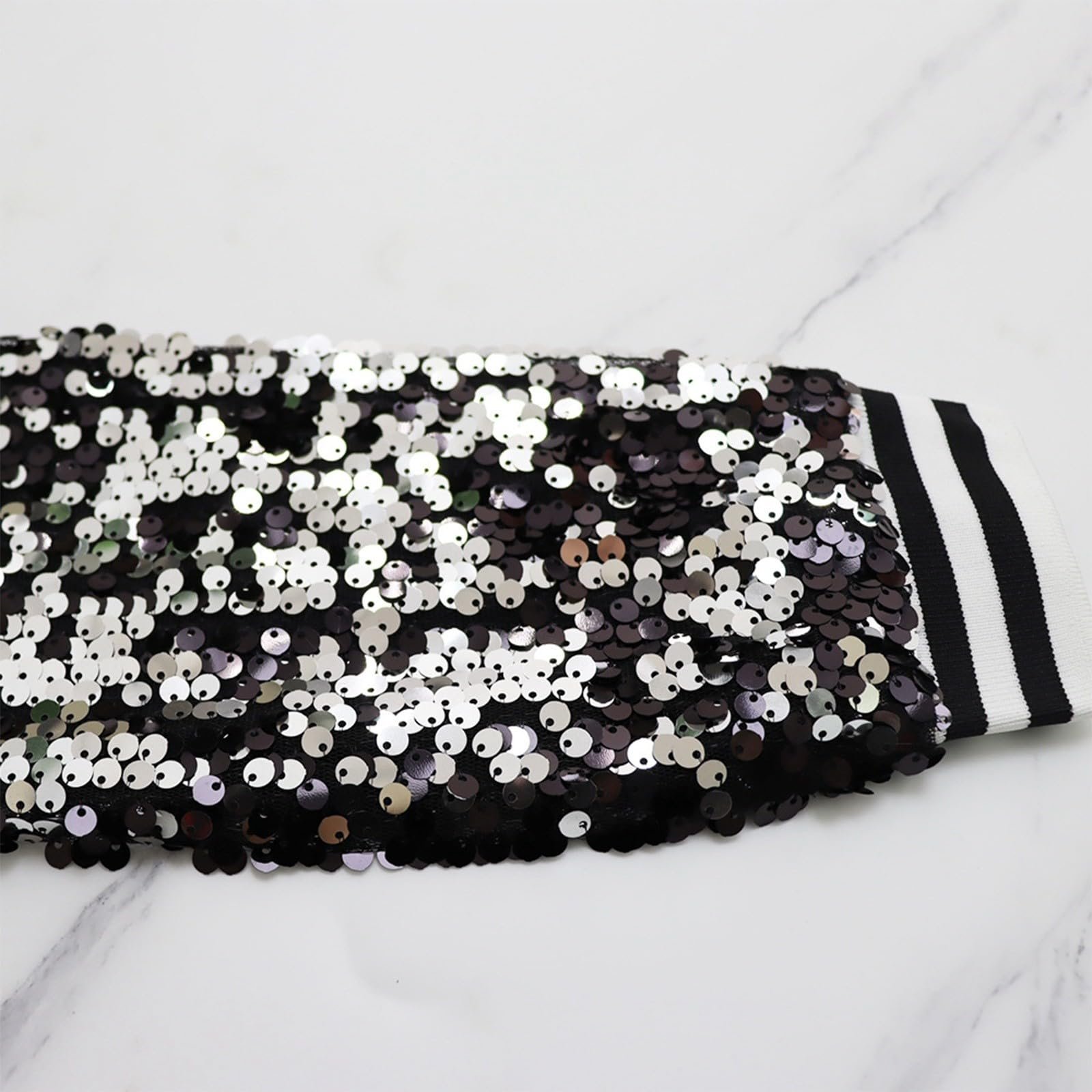 Блискуча куртка з довгими рукавами на блискавці з блискітками, фото №6 Блискуча куртка з довгими рукавами на блискавці з блискітками, фото №6