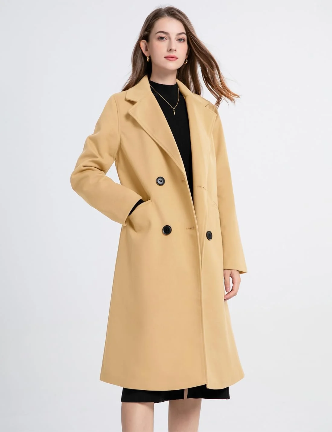 Жіноче вовняне пальто Vanchenl Двобортне Середньої Довжини, фото №4 Жіноче вовняне пальто Vanchenl Двобортне Середньої Довжини, фото №4