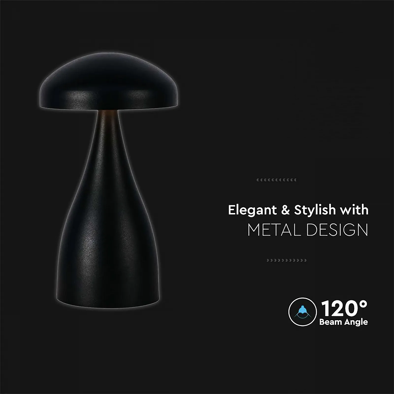 Настільна лампа V-TAC Акумуляторна IP20 1 Вт 55 Лм 3-в-1 Чорна, фото №5