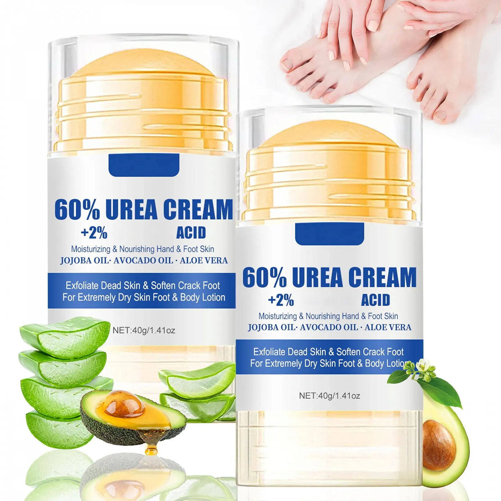 Крем-стик для ног 2025 Hydrating and Anti-Cracking с мочевиной 60% Aloe Vera 2 шт., фото №1