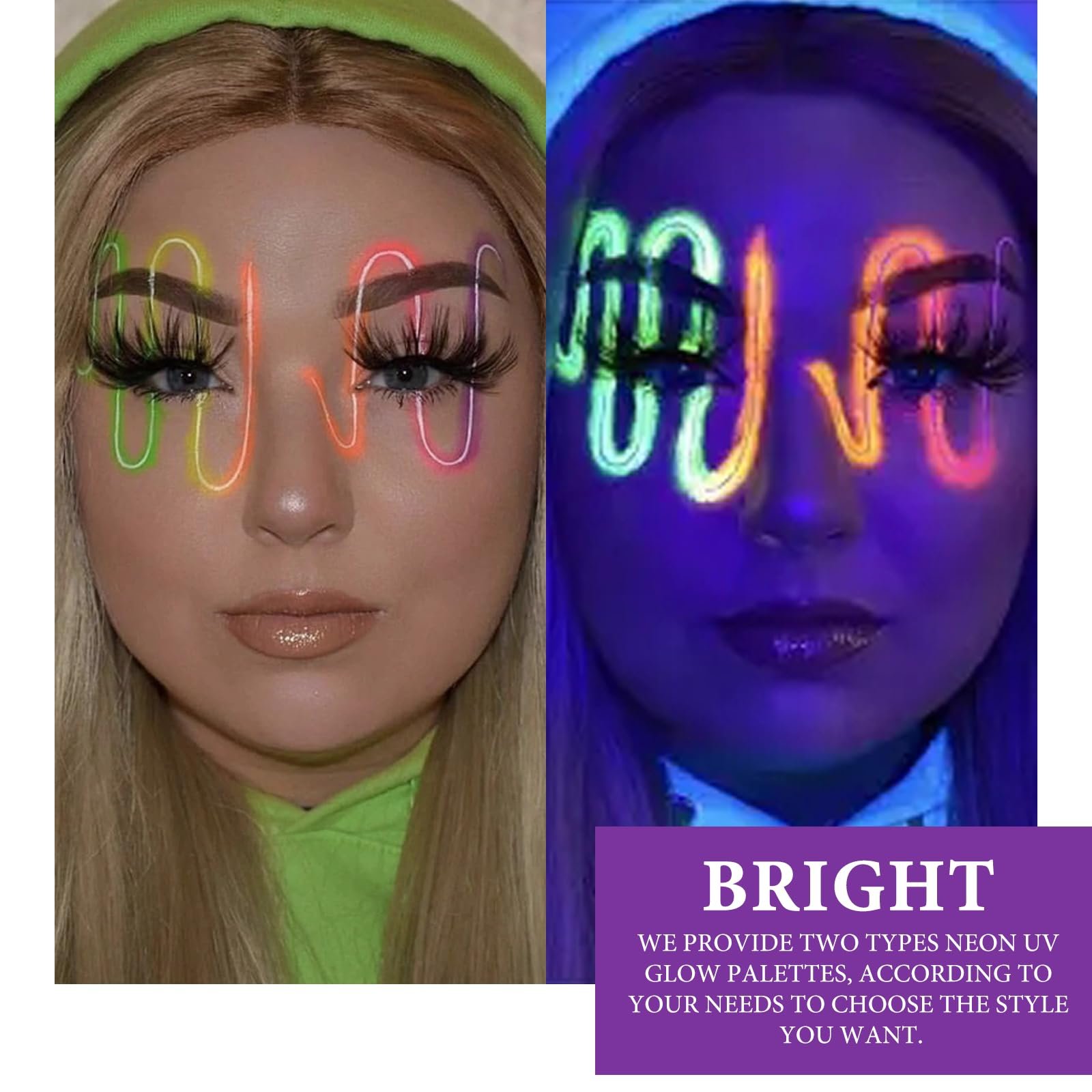 Палетка EYELINER KYDA 10 кольорів UV Glow Водозмивний, фото №2