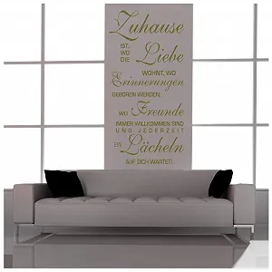 Наклейка на стіну XXL Цитата Home Is Where The Love Live 120 x 60 см Золотий - Фото 1