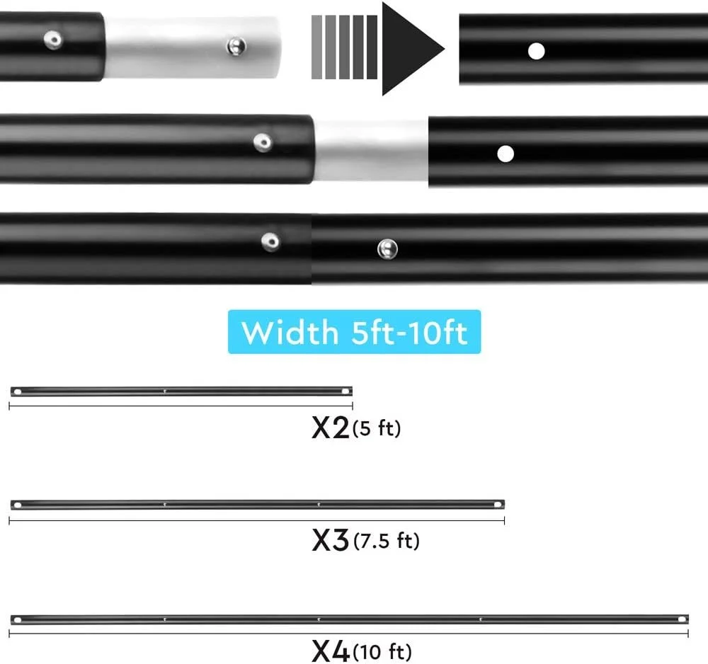 Регульована підставка для фону BDDFOTO 2 x 3 м Чорний, фото №3 Регульована підставка для фону BDDFOTO 2 x 3 м Чорний, фото №3