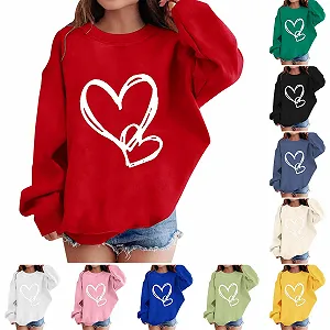 Толстовка для девочек и детей, черная, с длинными рукавами, круглый вырез, принт сердце, рождественский свитер, осень, зима, пуловер, толстовки, свободный крой, хлопок, мягкая - Фото 1