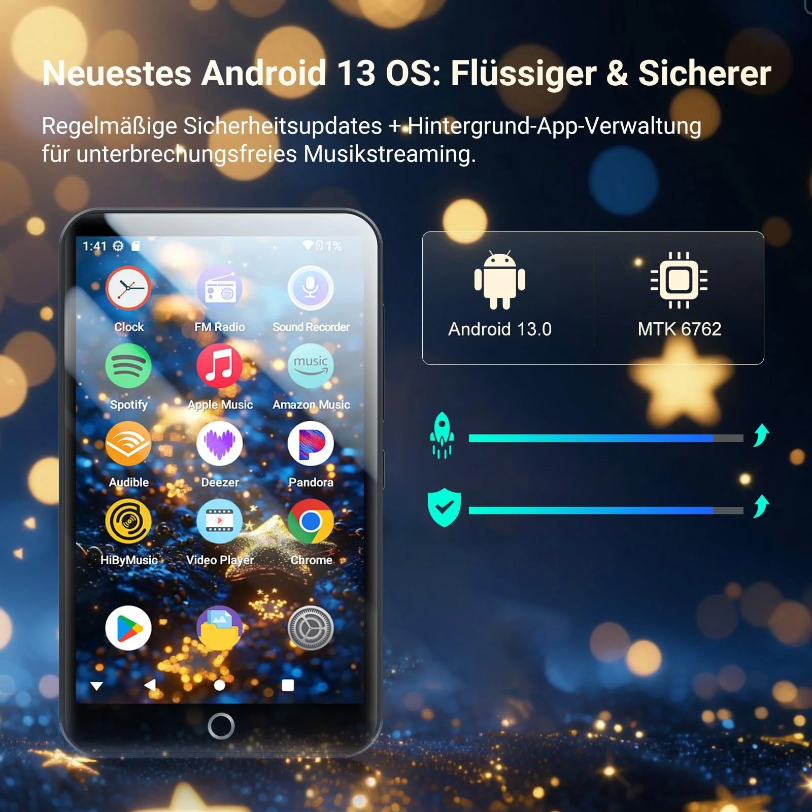 MP3-плеер Brand Series Model 160GB с WiFi Bluetooth, 4.0-дюймовым сенсорным экраном, Android 13, совместимый с Audible, FM-радио, Amazon Music, Deezer, Pandora, Play Store, фото №3