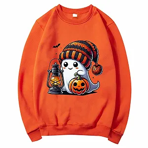 Женская толстовка с длинными рукавами и принтом тыквы на Хэллоуин - Фото 1