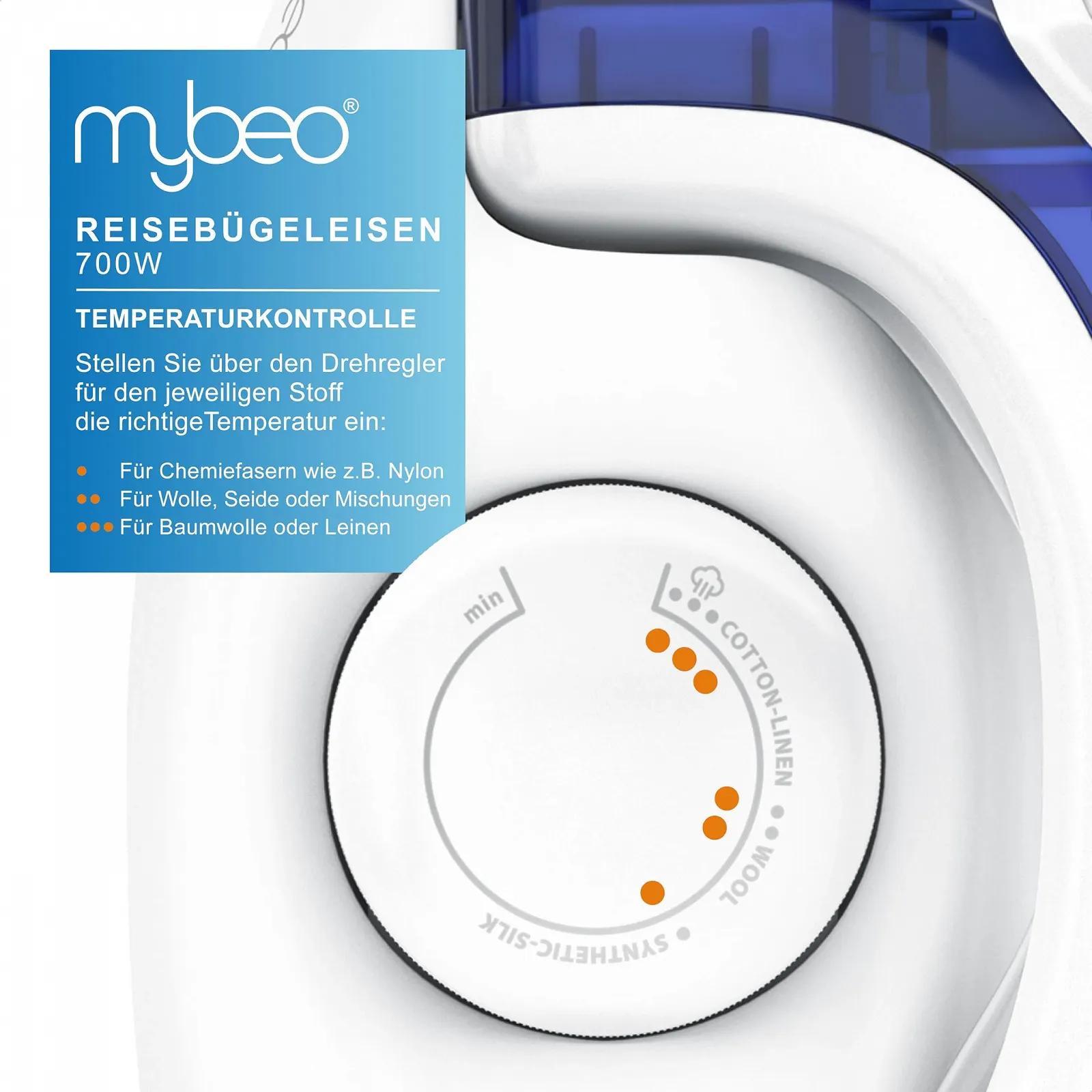 Дорожня парова праска MyBeo CSL-Computer Складана ручка Підошва з антипригарним покриттям 700 Вт, фото №3