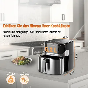Мультипечь Noaton A62 Pro Plus 6.2 л 1600 Вт 8 программ Сенсорный экран Черная synthetic.ua - Фото 1