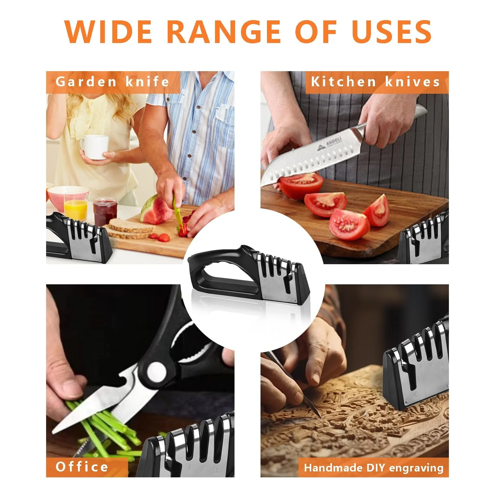 Точилка для ножів 4-in-1 Professional з ергономічною ручкою та нековзною гумою, фото №7