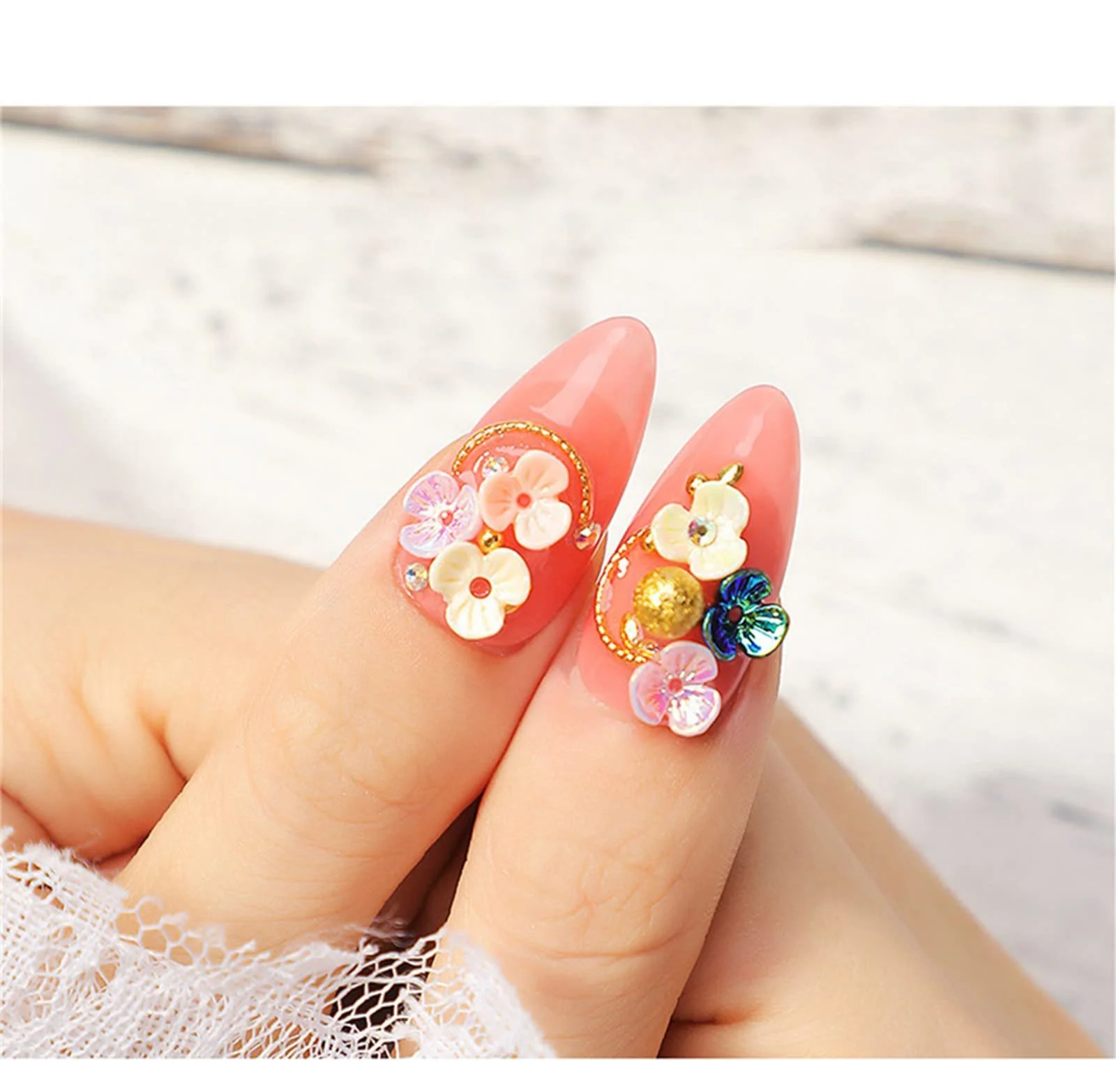 Квіти 3D Стрази Шпильки Намистини-самоцвіти 8 коробок, фото №2