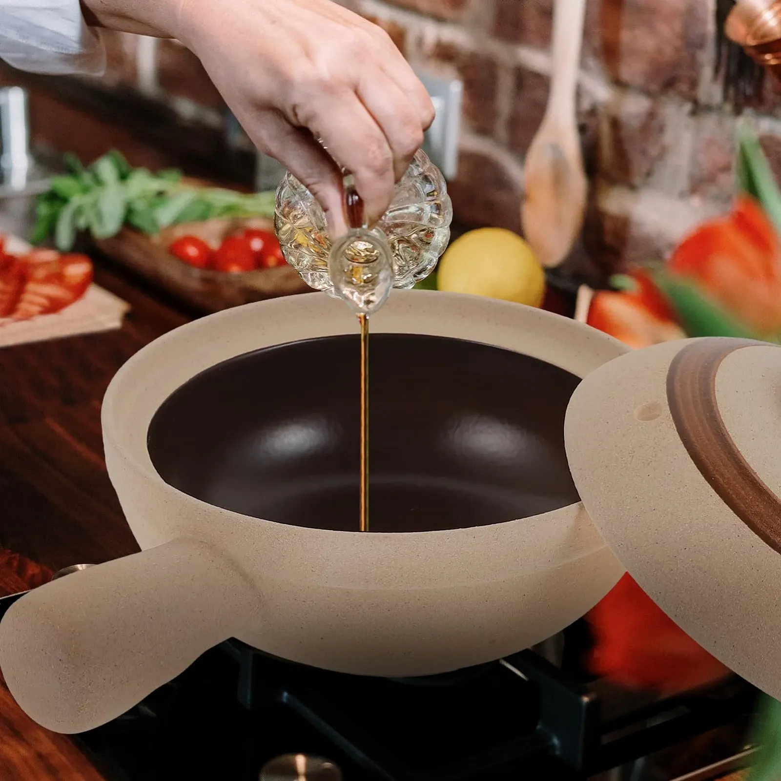 Кастрюля для запекания Керамическая Традиционная Термостойкая С крышкой, фото №4