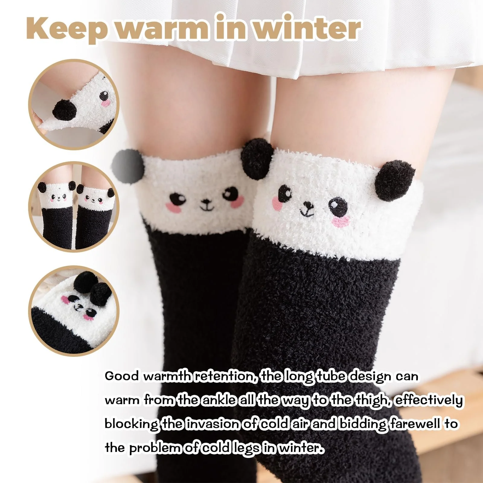 Пара жіночих довгих шкарпеток Panda One Size, фото №5