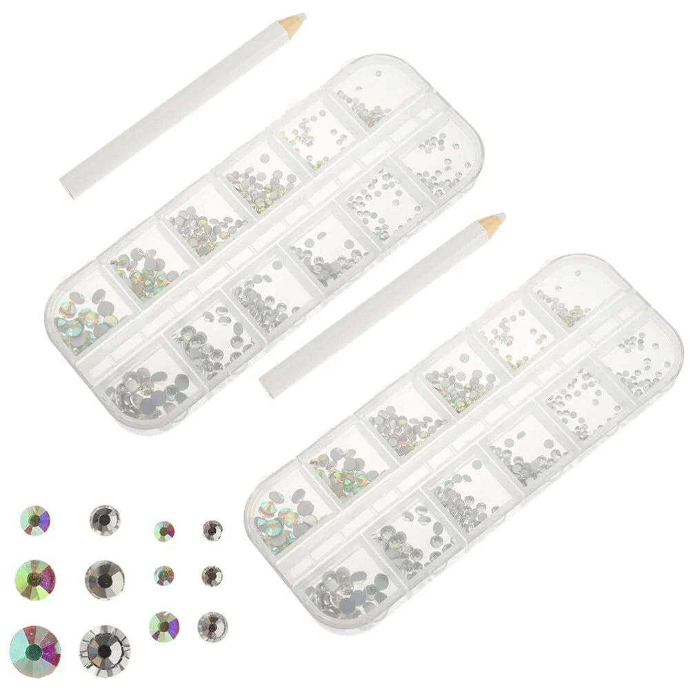 Набір для нігтів TEHAUX Прикраса для нігтів Серце, дорогоцінні камені, плоскі підвіски, діаманти для манікюру, кристали, скляні прикраси для обличчя, фото №1