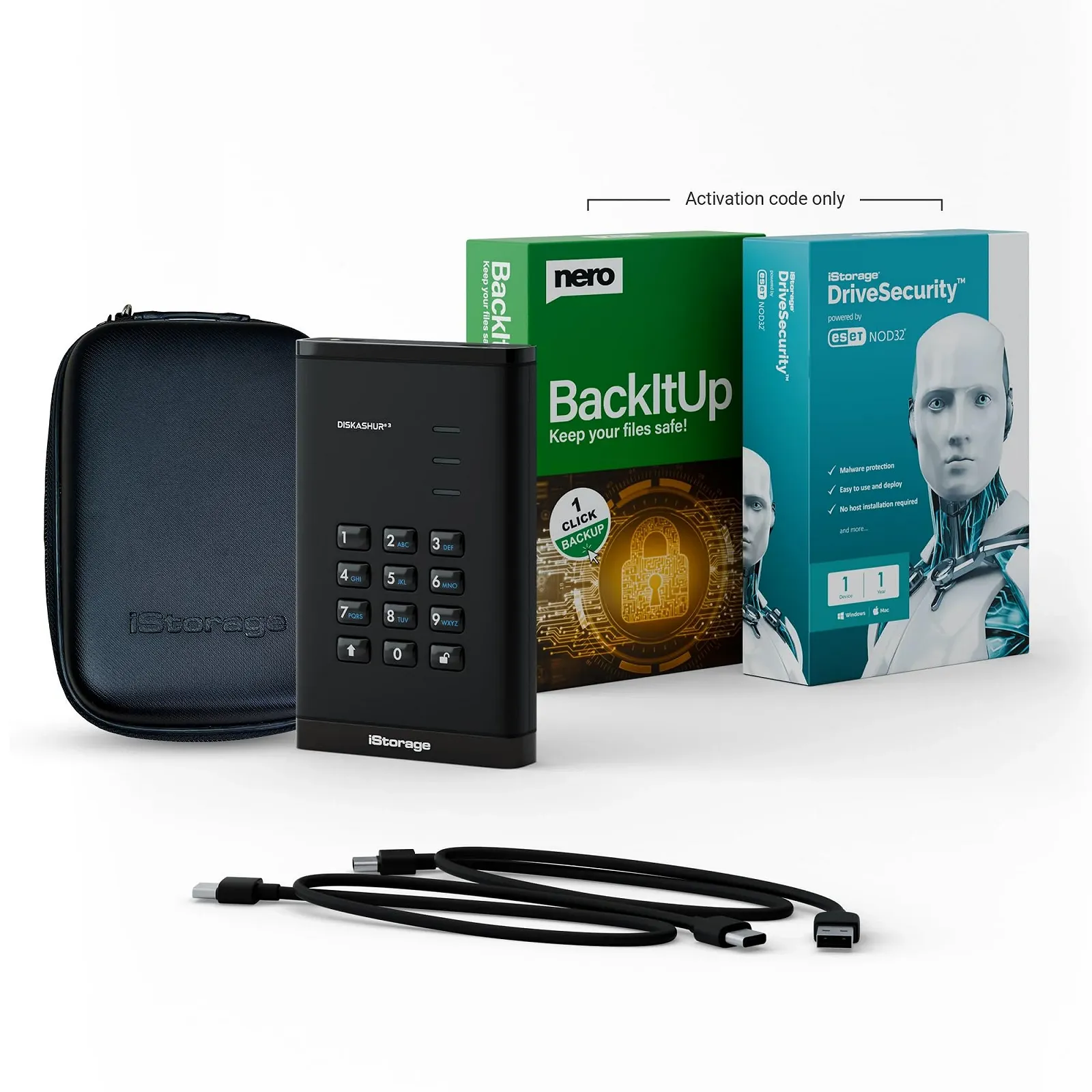 Портативний жорсткий диск iStorage diskAshur3 HDD 4 ТБ Чорний, фото №5